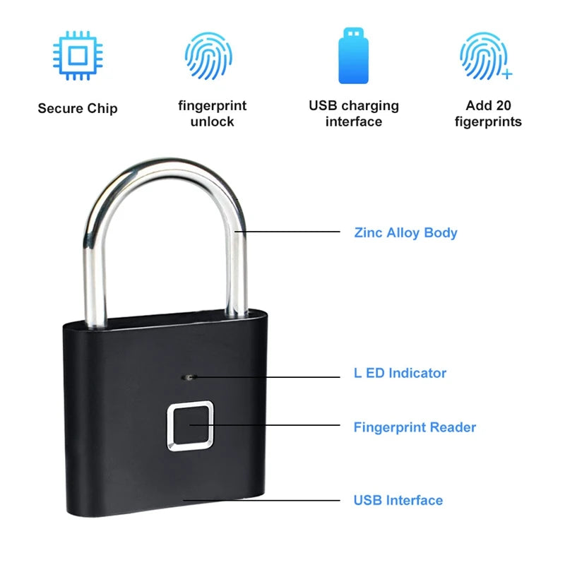 Smart Fingerprint Padlock - Keyless Biometric Security Lock (free shipping)