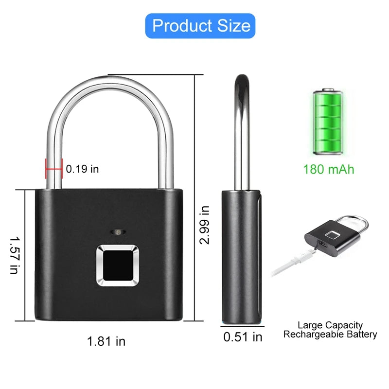 Smart Fingerprint Padlock - Keyless Biometric Security Lock (free shipping)